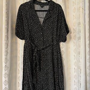 Torrid Black Polka Dot Button-down Dress
